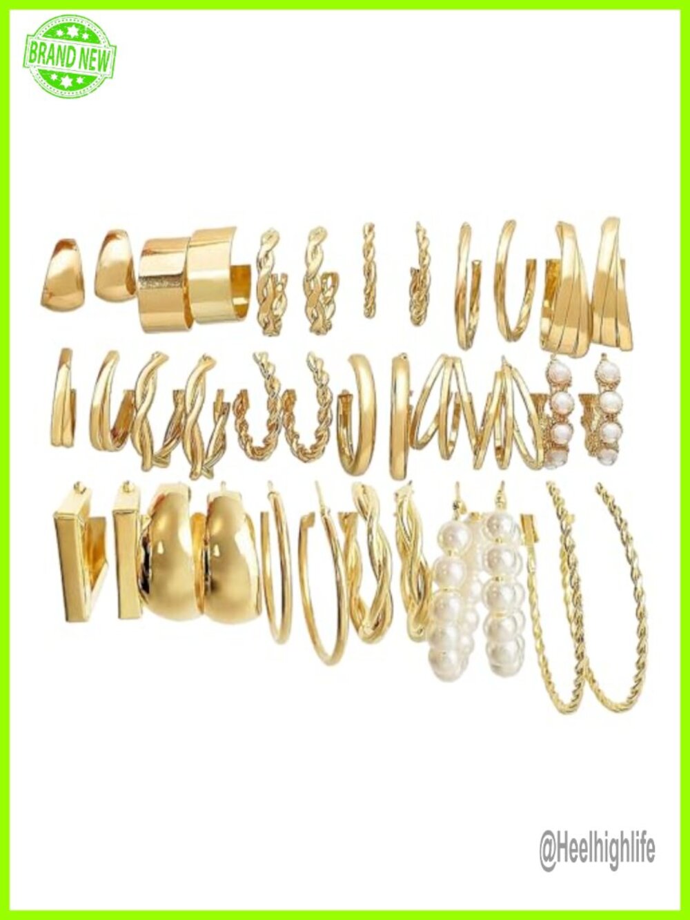 18 Pairs Gold Plated Hoop Earrings Set for Women Hypoallergenic